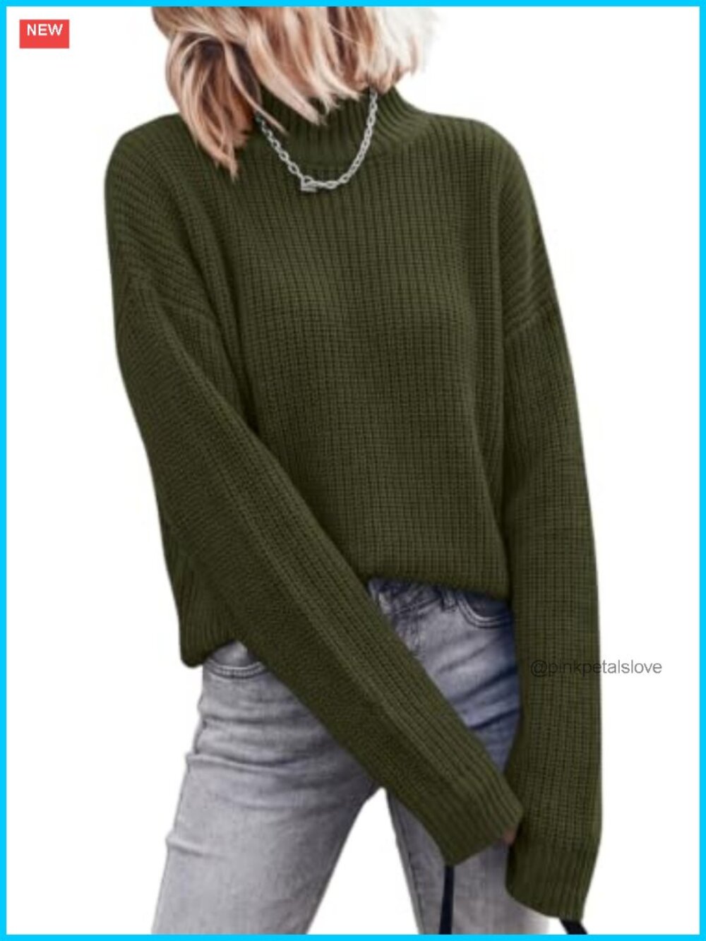 Chunky Knit Mock Turtleneck Pullover Sweater